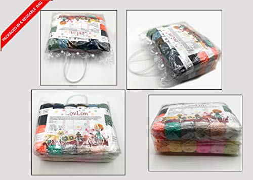 Lovlim 100010 Crochet Yarn Kit, 24 Soft Cotton Yarn Skeins, 1500+ Yards, For Crochet And Knitting, Craft Dk Yarn, Free Crochet/Amigurumi Patterns thumb #1