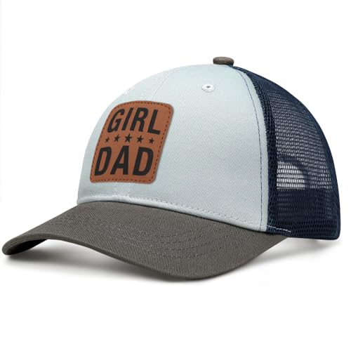 Image of Girl Father Daddy Dad Leather Patch Hat Birthday for Dad Papa from Daughter Son Adjustable Trucker Hat