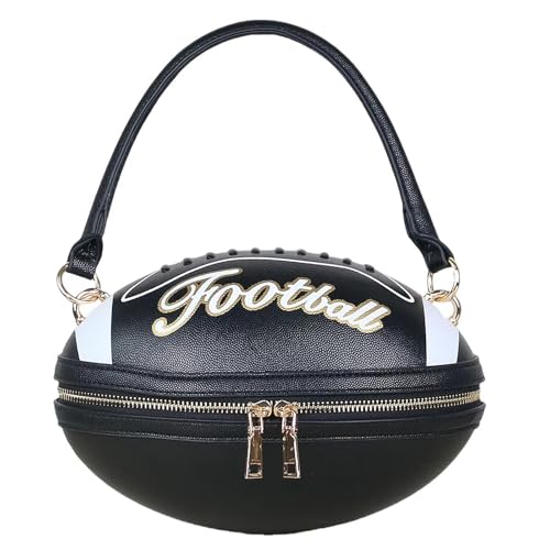 Image of Women Rhinestone Football Shaped Handbag Chain Crossbody Shoulder Bag Football Purse | Rugby, Unique, Novelty, Football