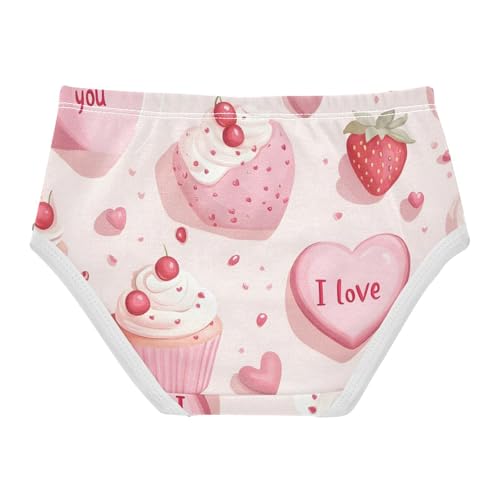 Toddler Briefs, Cute Cakes Cupcakes Strawberries Cotton Girls Underwear, 2T–8 Years2