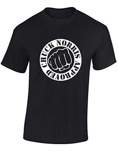 Crown Designs Chuck Norris Approved Martial Arts Inspired for Men & Teenagers T-Shirts Tops - Black/Small