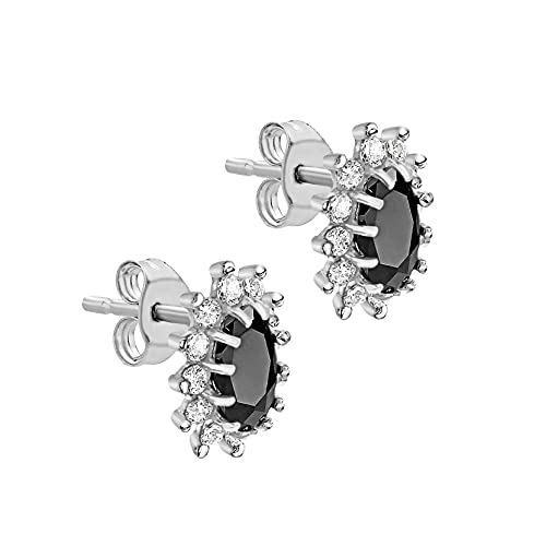 Boucles d'oreilles saphir noir CZ or jaune 9 ct 10 mm - 2