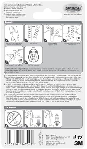 Command 17091CLR Transparente Haken, mit transparenten Klebestreifen, mittelgroß