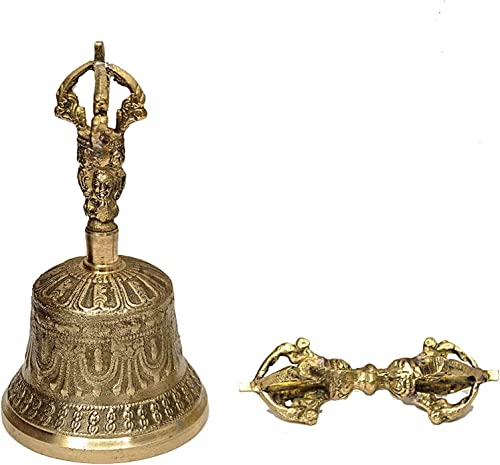 Tibetan Buddhist Meditation Bell And Dorje Set Made From Traditional Tibetan Formula Of 7 Metals (5-Inch) #TOP1