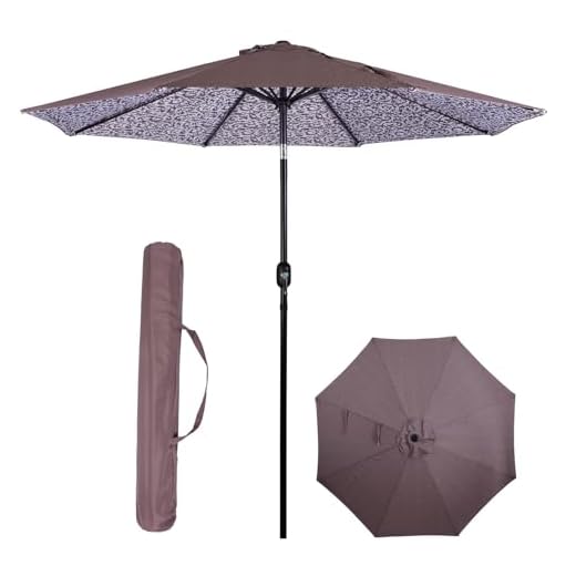 Backyard Expressions 9 ft. Patio Umbrella, Market Table Umbrella w/Tilt and Crank, 8 Ribs