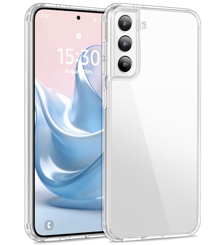 USLAI Hülle für Samsung Galaxy S21 5G Anti-Vergilbung Durchsichtige Rückseite Stoßfest & Militär-Fallschutz - Transparent