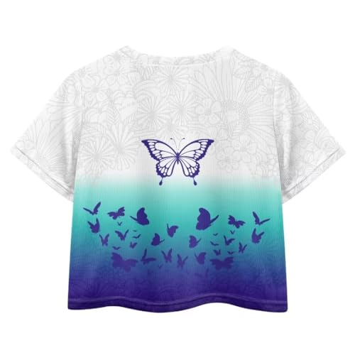Image of Girl Crop Top Shirts for Summer Cute T Shirts Short Sleeve Tees for Kids 5-16