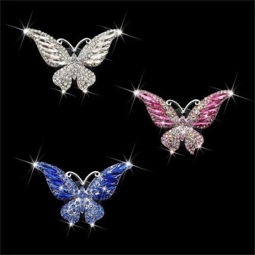 Image of Silver Butterfly Air Vent Clips,Shiny Butterfly Car Air Fresheners Vent Clips Car Diffuser Vent Clip,Diamond Car Decoration Interior Decor Car Accessories for Women,Air Fresheners