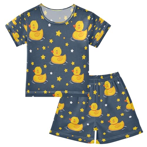senya Short Sleeve Pajamas Sets Summer Cotton Sleepwear Duck Yellow Star