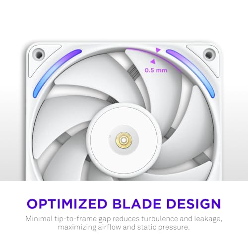 Image of NZXT F120X Performance Fan - 120mm PWM RGB PC Case Fan - Max Airflow & Static Pressure - Low Noise - LCP Frame & Blades - Magnetic Fluid Dynamic Bearing - 30mm Thick - White