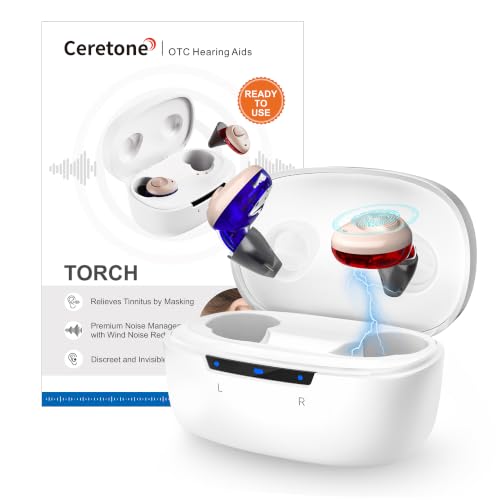 Ceretone OTC Hearing Aids ITE Hearing Aid for Seniors Noise Reduction White