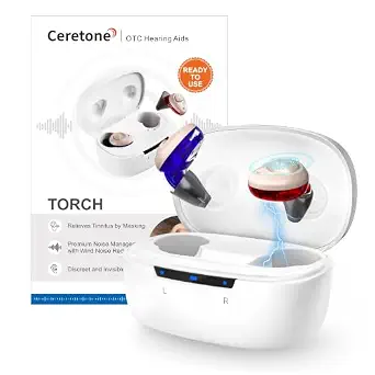 Ceretone OTC Hearing Aids ITE Hearing Aid for Seniors Noise Reduction White