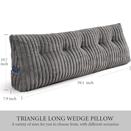 Dorivalley Headboard Pillow Queen, Triangular Wedge Pillow Headboard Queen, Cushion Headboards Reading Pillows, Backrest Pillows for Sitting in Bed or Working with Removable Cover, Grey by Dorivalley - Image 2