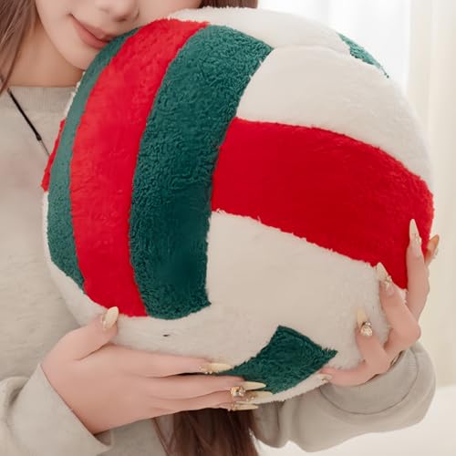 3D Volleyball Rundes Kissen, Ball Kissen, Flauschiges Plüschkissen, Deko Kissen Pillow Weiche Füllkissen Kopfkissen Sofakissen Zierkissen Couchkissen Für Kinderzimmer Deko (Rosa und weiß,24CM)