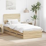 Homgoday Moderne Bettgestell aus Holzwerkstoff - Elegante Geometrie, Stabiler Lattenrahmen, verborgene Stauraum, für erholsamen Schlaf - Perfect for Modern Bedrooms Model3412229