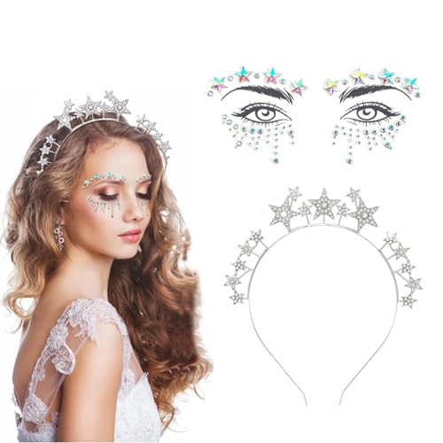 Qnvyw Haarreif Sterne Glitzer Haarspange Damen Stern Kostüm Accessoire 19 * 19 cm Perfekt für Partys und Karneval