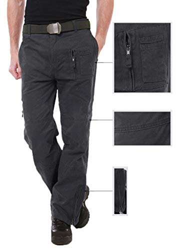 Crysully Mens Fashion Active Loose Fit Hunting Heavy Duty Battle Pants Army Combat Workwear Cargo Pants Grey #TOP2