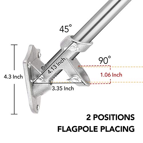 Yeesun Flag Pole for House with 3x5 American Flag, 6 FT Wall Mount Flag pole with Bracket for Home Porch,Outdoor deco.Residential or Commerical Tangle Free Flag Pole Kit (Silver)