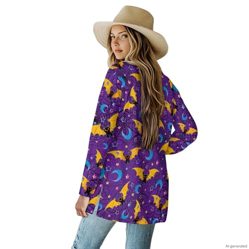 Image of Forchrinse Red Ladybug Cardigan for Women Causal Long Sleeve Open Front Cardigans Sweater Fashion 2024 Fall Coat with Pockets