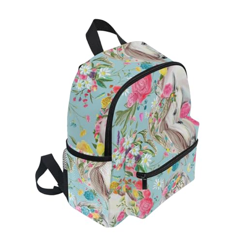Horse And Flower Toddler Backpack Preschool Backpack Travel Bag for 3-8 Years Baby Girl Boy2