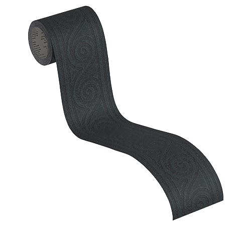 A.S. Création Moderne Wellen Bordüre Schwarz Glitzer Selbstklebend 384041 5,00 m x 0,08 m Made in Germany