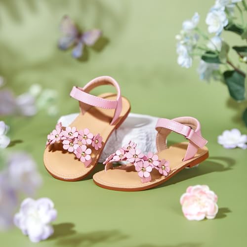 Image of Flaryzone Girls Sandals Open Toe Summer Flats Dress Sandals Shoes Toddler /Little Kid