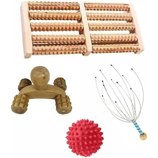 Kit Massageador Manual top Rio Pés Roller Carrinho Esfera Fisioterapia Hastes Capilar
