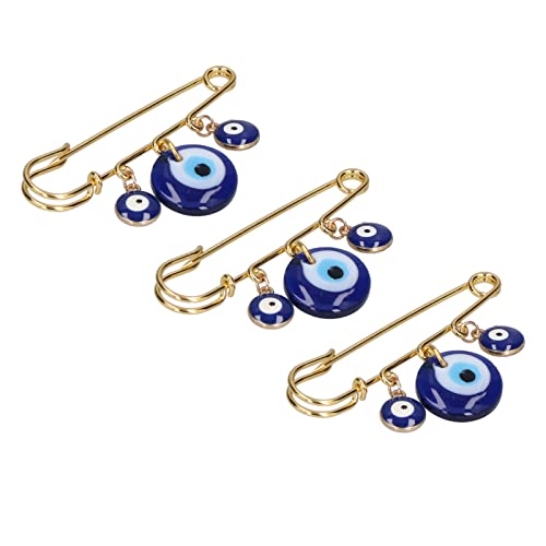 Broschen für Damen, 3 Stück, türkischer Stil Evil Eye Brosche Pins für Damen Mode Kleidung Dekoration Accessoires Pullover Schal Clips Cover