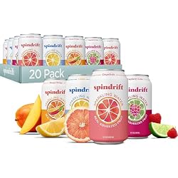1 of Spindrift Sparkling Water, 4 Flavor Variety Pack, Made with Real Squeezed Fruit, 12 Fl Oz (Pack of 20)
