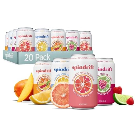 Spindrift Sparkling Water, 4 Flavor Variety Pack, Made with Real Squeezed Fruit, 12 Fl Oz (Pack of 20)