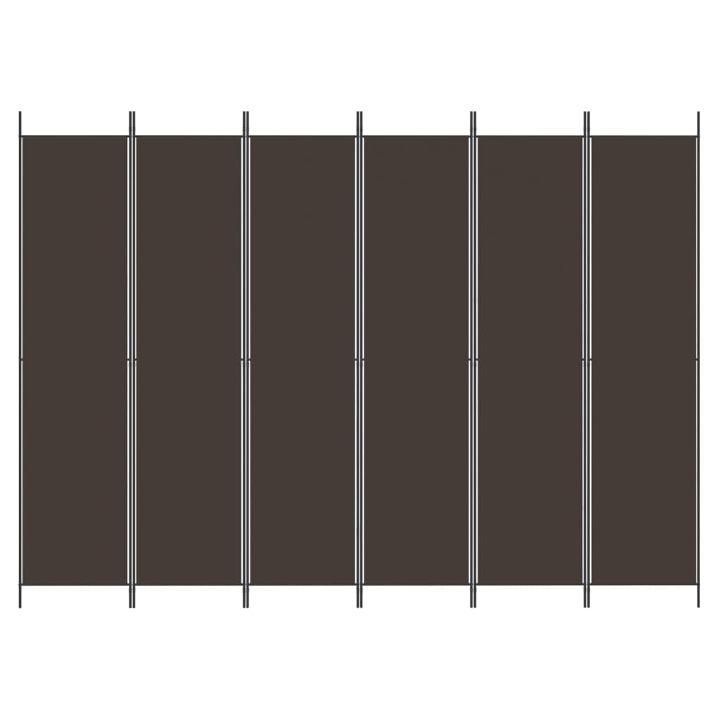 Cloison de séparation 6 Panneaux Marron 300x220 cm Tissu Pliable Amovible pour Chambre Salon Bureau intérieur extérieur diviseur Espace privé