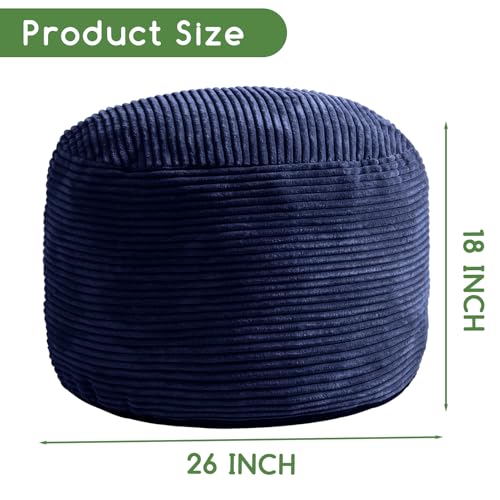 image for HIGOGOGO Round Stuffed Pouf Ottoman, Corduroy Poufs with Foam Chunk Fi
