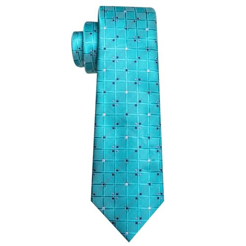 Image of YOHOWA Men Plaid /Striped Ties Set Silk Business Wedding Formal Fashion Necktie and Pocket Square Cufflinks Set
