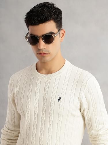 Image of Thomas Scott Men's | Regular Fit | Long Sleeves | Round Neck | Self Design | 100% Cotton | Knitted | Pullover | Sweater