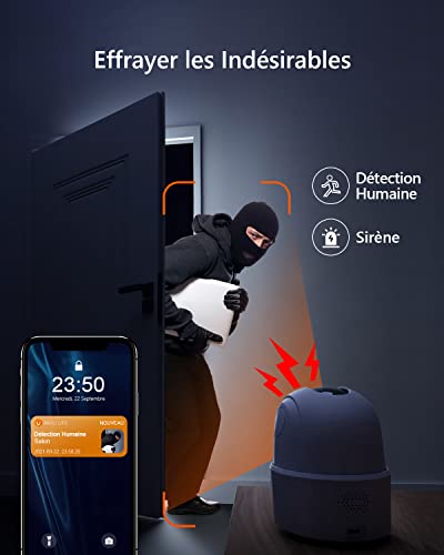 imou 2022 version caméra surveillance wifi intérieure caméra 360° connectée smartphone 1080p avec détection humaine ai suivi intelligent sirène audio bidirectionnel compatible alexa pour bébé/animaux