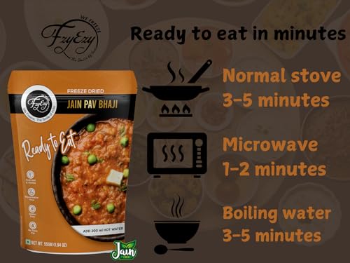 Image of FzyEzy Freeze-Dried Jain Pav Bhaji - 55g | Indian Classic Snack Delight | No Onion, No Garlic | Pure Veg | Gluten-Free | Preservative-Free | Instant Mumbai Street Food