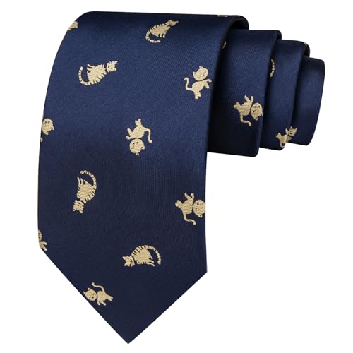 Image of Barry.Wang Man Tie Sets Skull Ties Animal Extra Long Necktie Silk Woven Handkerchief Cufflinks Festival Party Gift