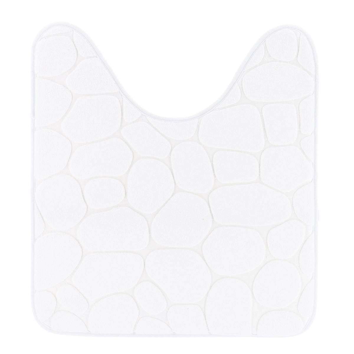 Tendance - Tapis Contour WC Mémoire de Forme Microfibre Galet 45x50 cm - Blanc - Salle de Bain - Tapis