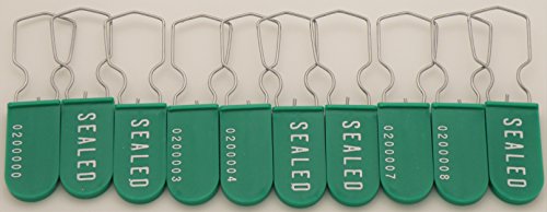 Image of Plastic Padlock Security Seal with Large Shackle Metal Wire (Green, 10 Pack)