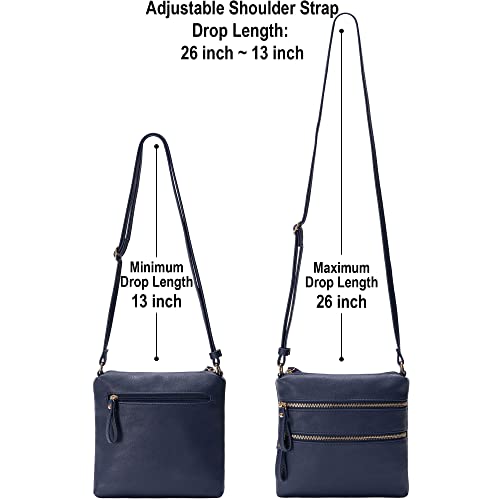 Image of Solene Small Multi Zipper Pocket Crossbody Bag with Adjustable Strap, Lightweight Travel Purse, Daily Small Messenger Pouch