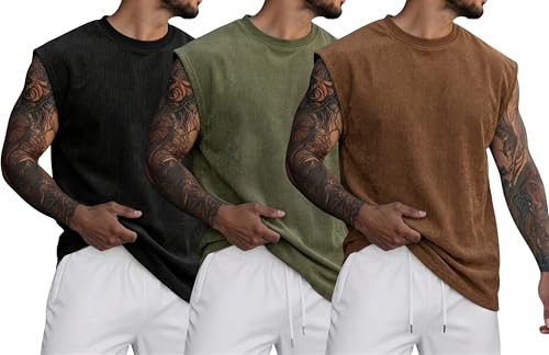 Image of RodZen Mens Polyester Tank Tops Sleeveless Round Neck T-Shirt for Gym, Running and Outdoor
