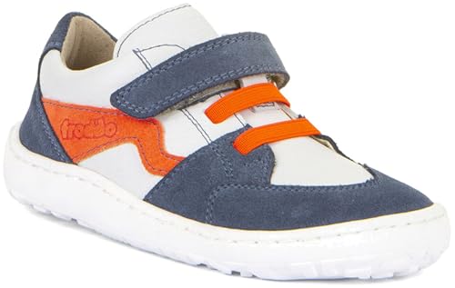 Froddo Zapatillas de piel con velcro y cordones decorativos * Barefoot Splash G3130263, Blanco Denim, 31 EU