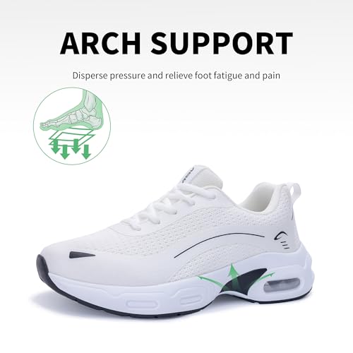 Womens Arch Support Walking Shoes Orthotic Sneakers for Plantar Fasciitis Foot Heel Pain Relief Tennis Running Shoes White Size 72