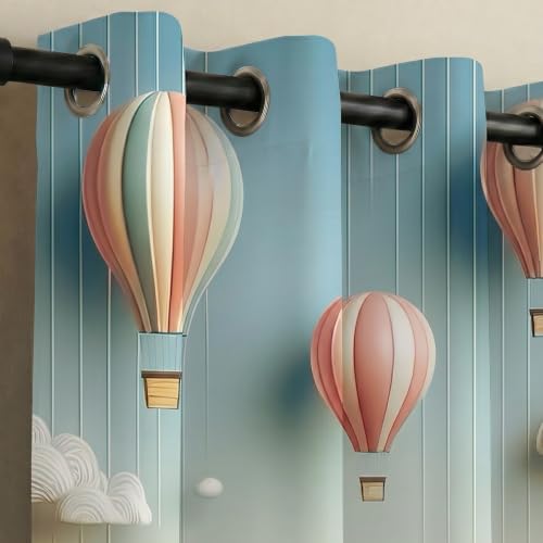 Image of Home Sizzler 7D Pastel Air Balloon & Abstract Mountain Eyelet Polyester Room Darkening Door Curtains - 7 Feet (Pack of 1)