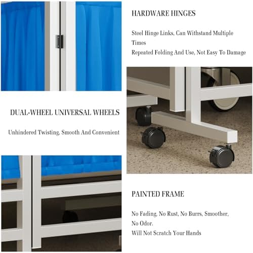 Compact Medical Privacy Screen - Waterproof Nylon, Sturdy & Foldable with Silent Wheels - Ideal for Hospitals, Clinics, Nursing Homes - Portable Patient Privacy Solution