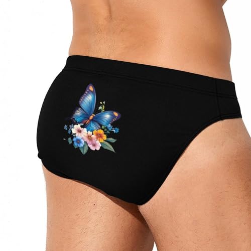 Butterfly with Flowers Mens Swim Briefs Quick Dry Swim Trunk Bikini Underwear Swimsuit3