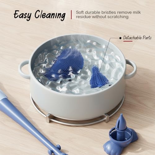 Image of TONY STARK Baby 3-in-1 Silicone Bottle Cleaning Brush Set | 360 Rotatable Handle, BPA-Free Soft Bristles for Cleaning Bottles, Nipples & Pacifiers Safely (Blue1)