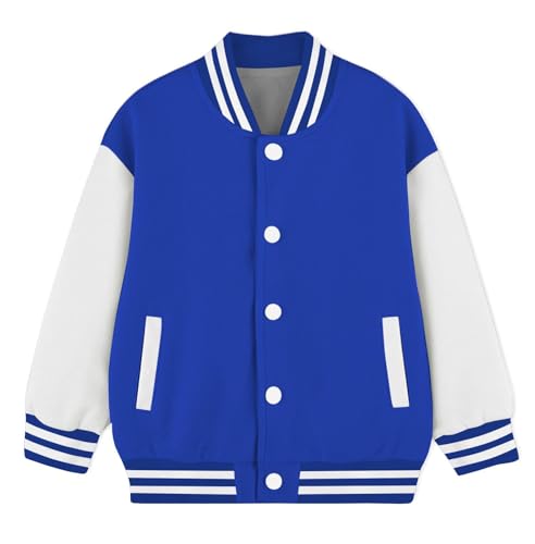 Image of Cromoncent Kids Varsity Baseball Jacket Colorblock Bomber Coat Unisex Boys Girls School Outwear, 18 Months - 14 Years