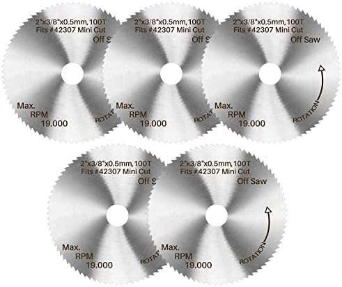 Firearth 5pcs 2" x3/8" x 0.5mm, 100 Teeth High Speed Steel Circular Saw Blade for Mini Cut Off Miter Saw #42307#42805