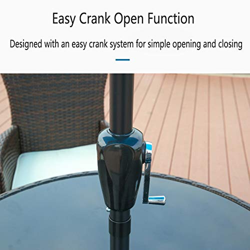 Wgwioo Patio Parasol, Rectangular Tilting Umbrella With Solar Powered Led Lights And Base, For Garden,Swimming Pool, Beach, Barbecue Picnic,Blue #TOP3